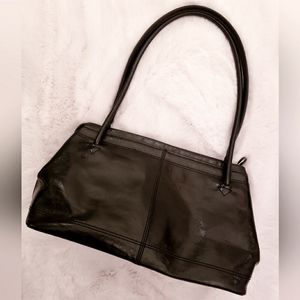 Vintage Monsac black leather shoulder bag